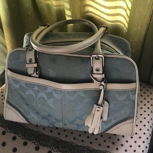 Coach blue canvas handbag